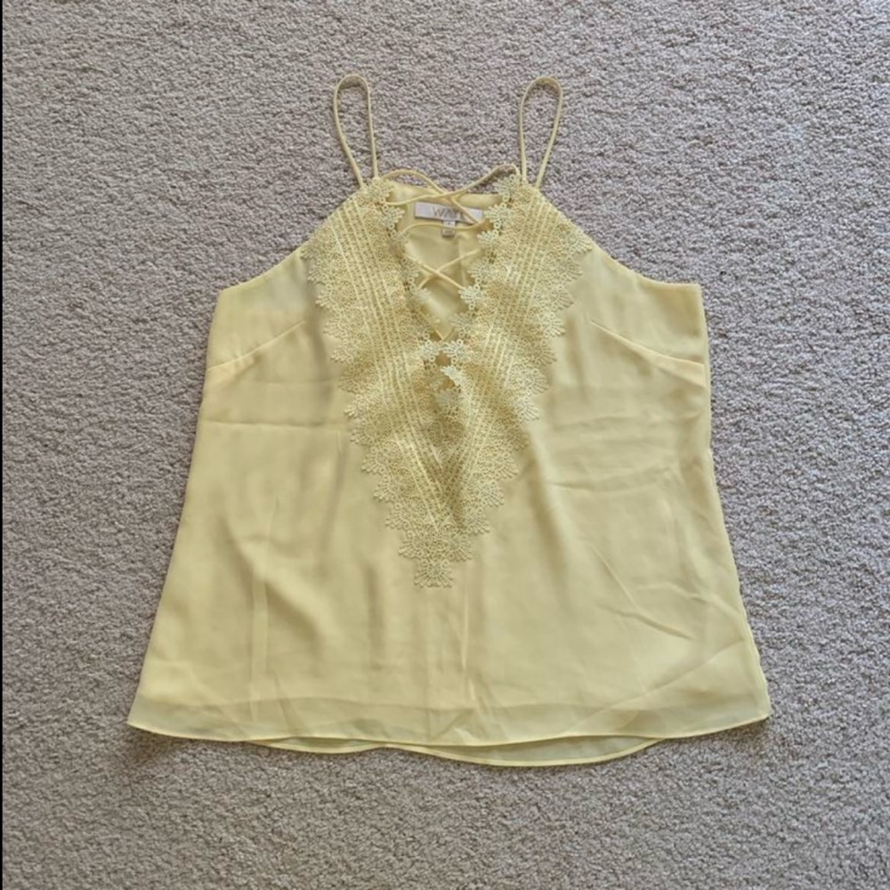 Wayf light yellow lace up tank